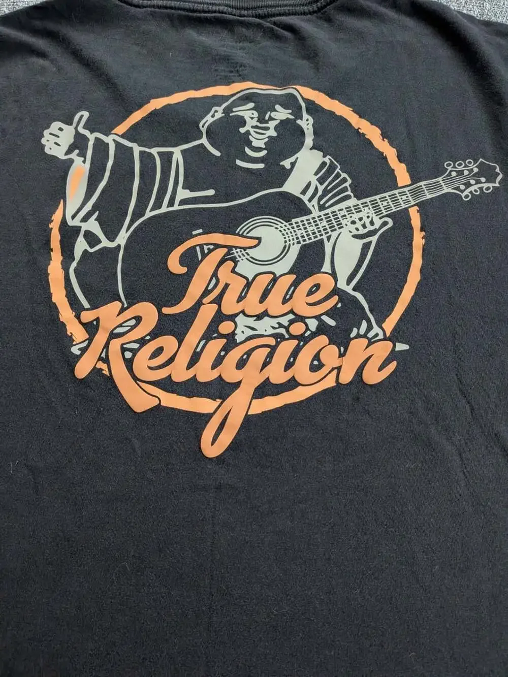 True Religion Black Buddha Guitar Graphic Short Sleeve T-Shirt